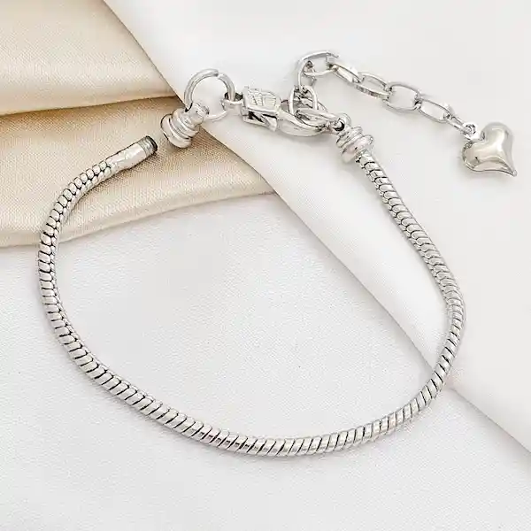 Pulsera Con Extensor Plateado Ajustable