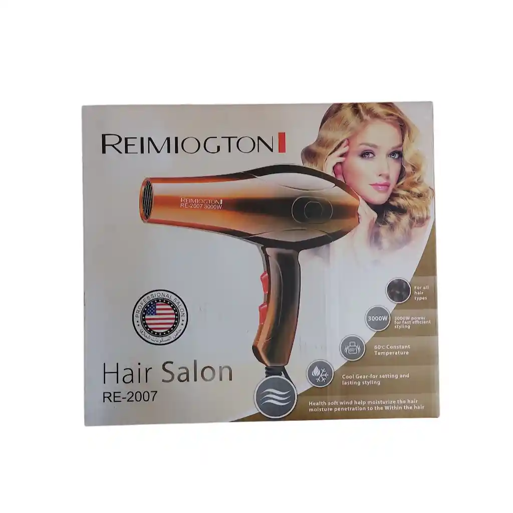 Secador Para Cabello De 3000 W Re-2007 Reimiogton Negro Con Dorado