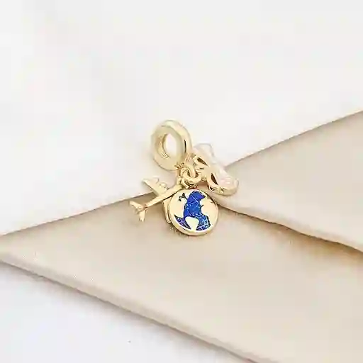 Charm Viaje Mochila Y Avión Dorado