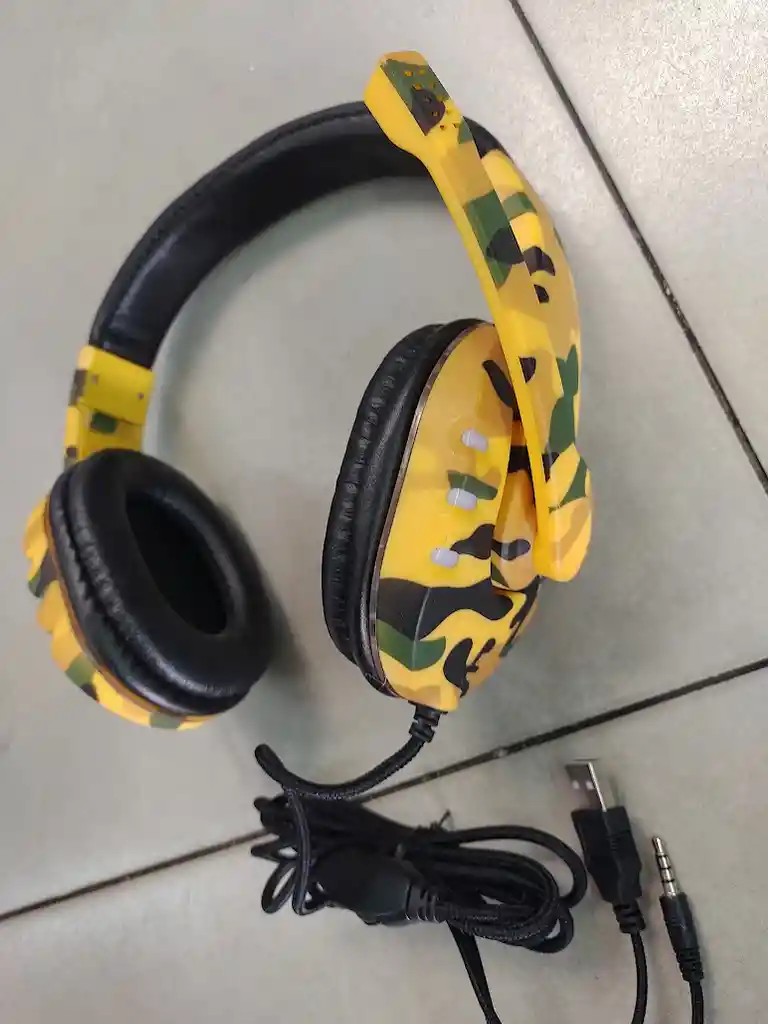 Audifonos Con Cable Diadema Militar Amarilla Games