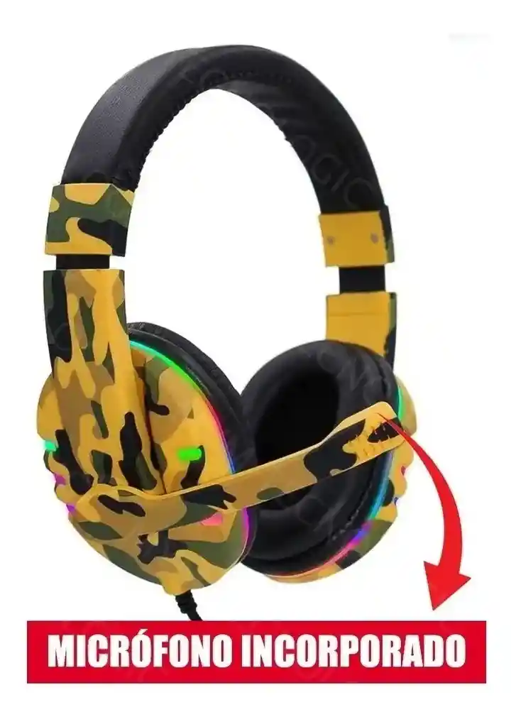 Audifonos Con Cable Diadema Militar Amarilla Games