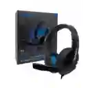 Audifonos Con Cable Diadema Negra Con Azul Komc K4