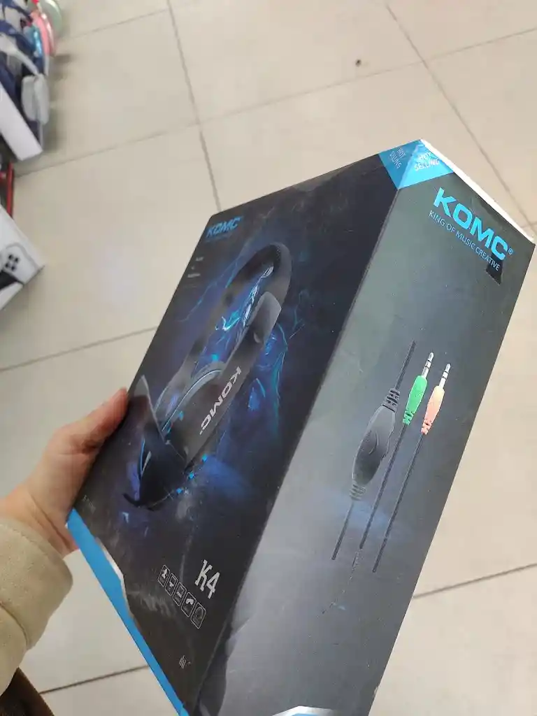 Audifonos Con Cable Diadema Negra Con Azul Komc K4