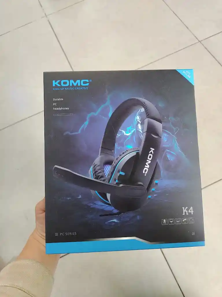 Audifonos Con Cable Diadema Negra Con Azul Komc K4