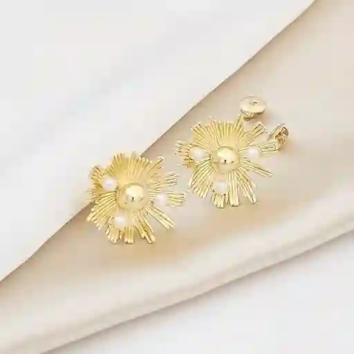 Topo Rayos Con Perlas Dorado