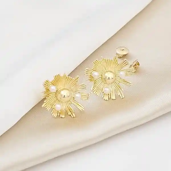 Topo Rayos Con Perlas Dorado