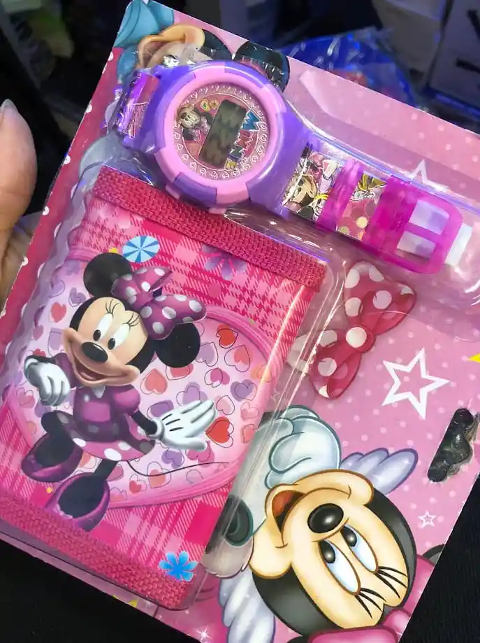 Billetera Para Niña Y Reloj Infantil Minnie Mouse