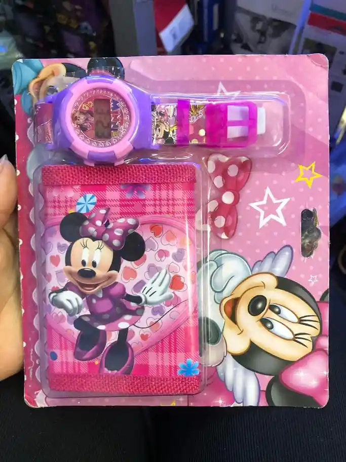 Billetera Para Niña Y Reloj Infantil Minnie Mouse