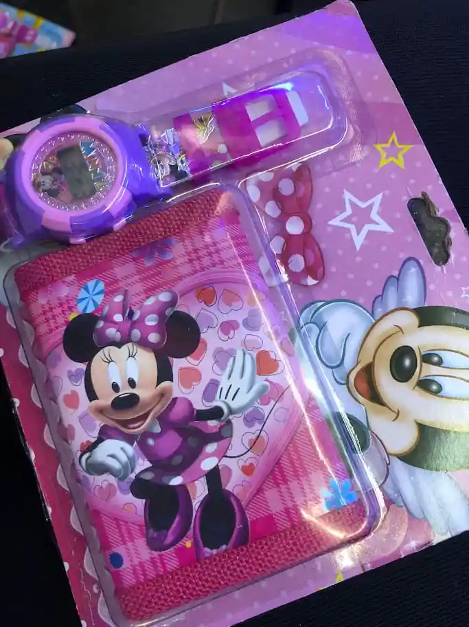 Billetera Para Niña Y Reloj Infantil Minnie Mouse