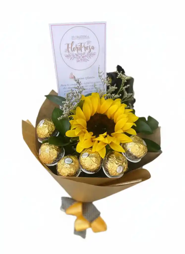 Buqueth Con Un Girazol Y Chocolates