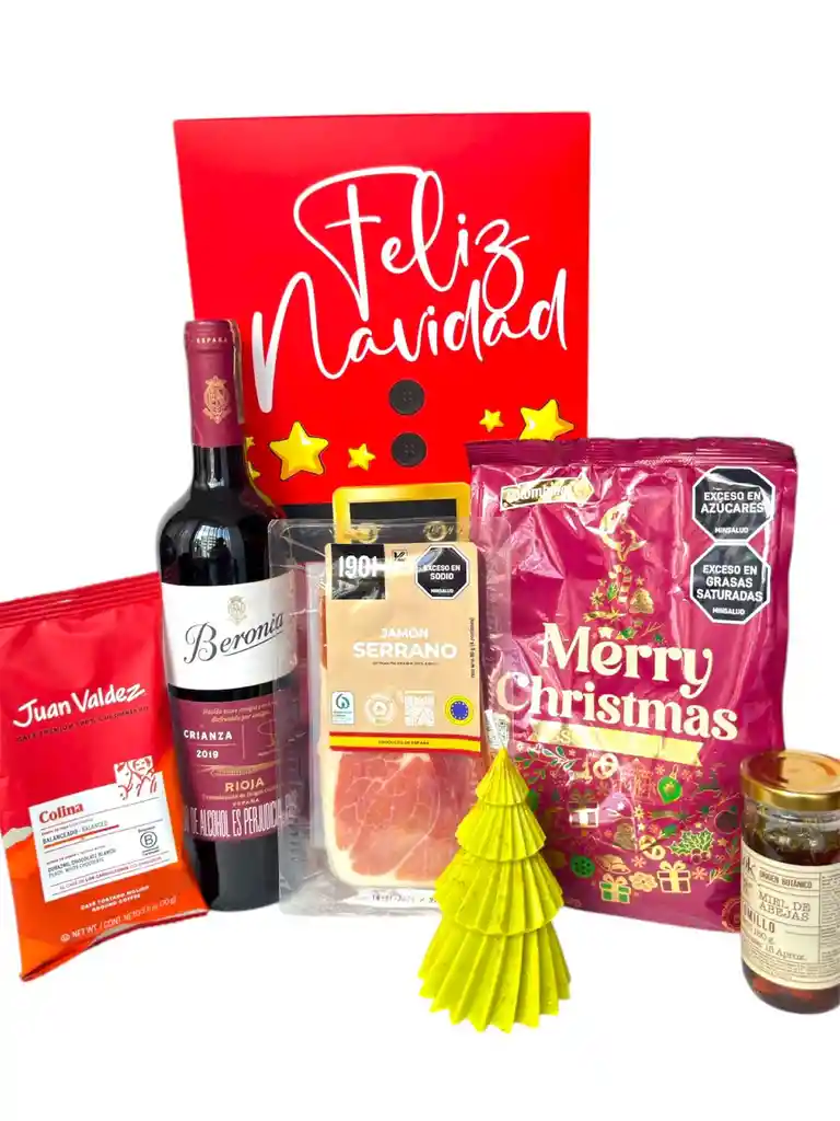 Ancheta Aromas De Navidad Con Vela Navideña, Vino Y Mas - Regalo De Navidad - Ancheta Regalo Familiar O Empresarial