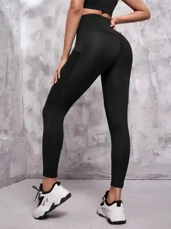 Legging Licra,pretina Ancha Tipo Faja ,talle Alto,color Negro,esconde Esos Gorditos