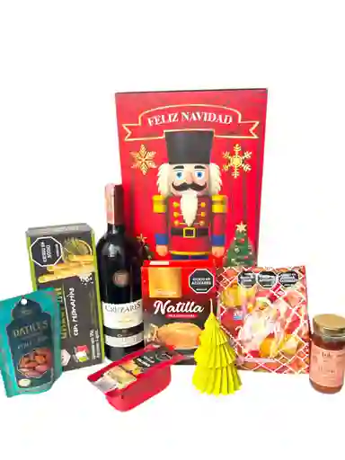 Ancheta Sabor A Navidad Con Vino Tinto, Natilla Y Queso Holandes - Regalo De Navidad - Ancheta Regalo Familiar O Empresarial