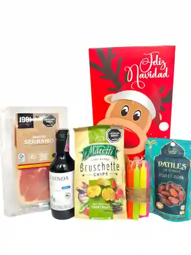 Ancheta Compartir Entre Amigos Con Tostadas, Vino Y Jamon Serrano - Regalo De Navidad - Ancheta Regalo Familiar O Empresarial
