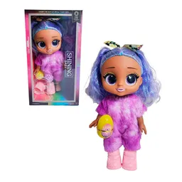 Muñeca Ojos Expresivos Vestido De Peluche + Huevo Sorpresa