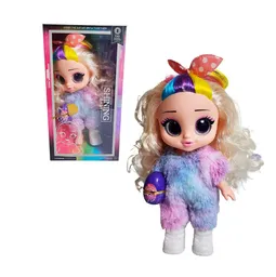 Muñeca Ojos Expresivos Vestido De Peluche + Huevo Sorpresa