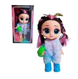 Muñeca Ojos Expresivos Vestido De Peluche + Huevo Sorpresa