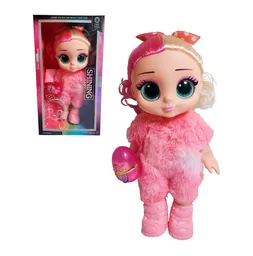 Muñeca Ojos Expresivos Vestido De Peluche + Huevo Sorpresa