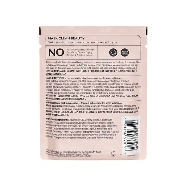 Sachet Acondicionador Hask Coconut Oil Nutritivo 50gr