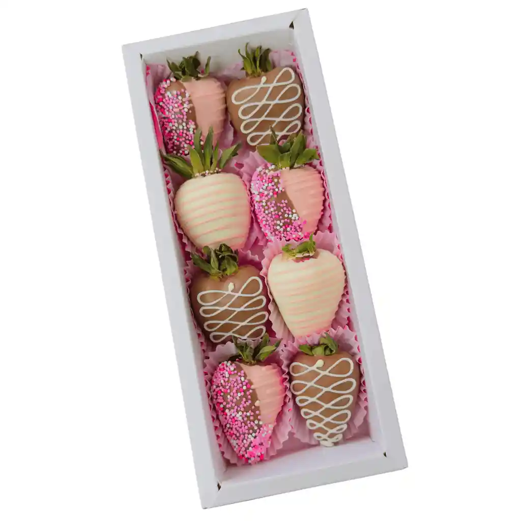 Caja Fresas Con Chocolate X8