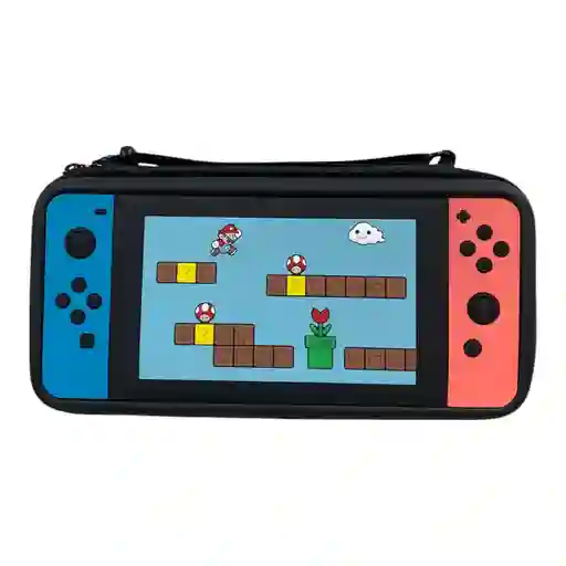 Estuche De Viaje Rígido Mario Mundo Negro Compatible Con Switch 2