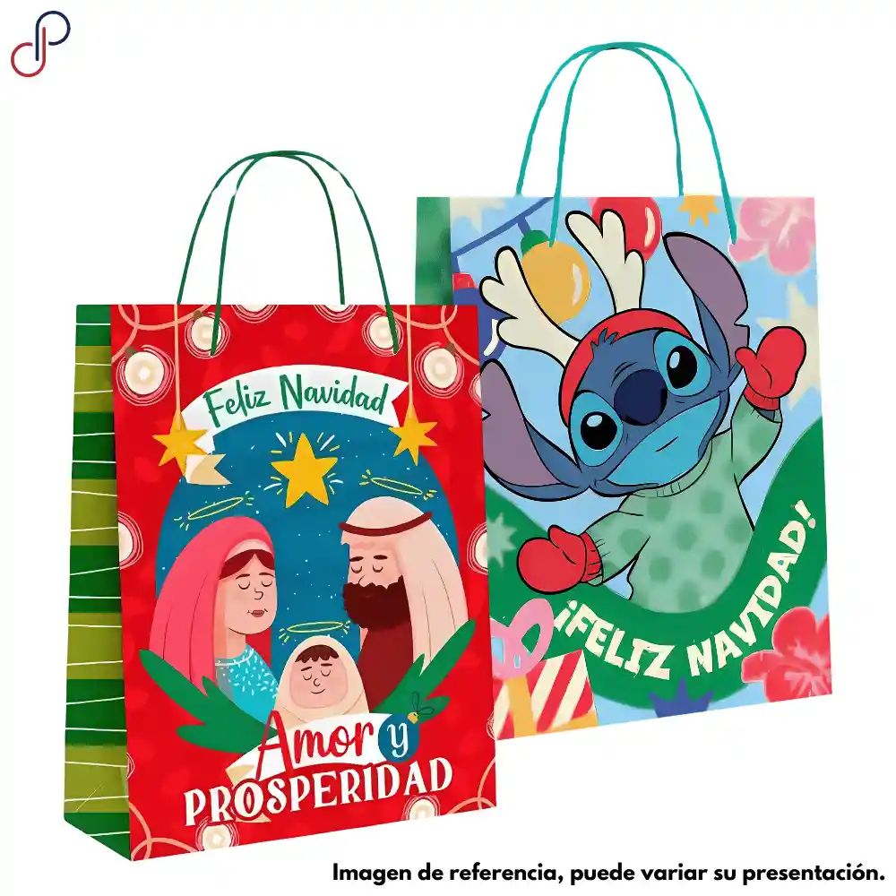 Bolsa De Regalo Navideña Adultos -personajes Infantiles Mediana