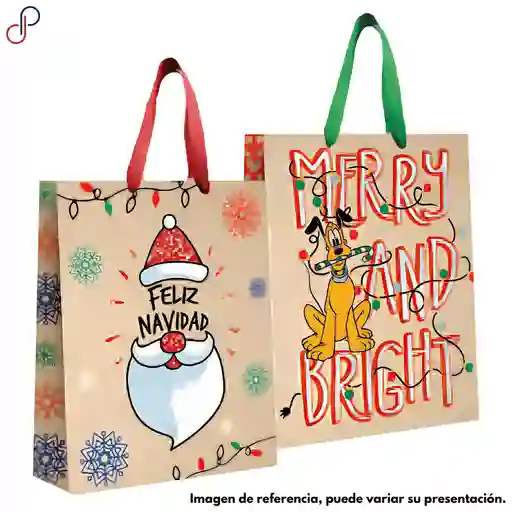 Bolsa De Regalo Navideña Kraft Grande