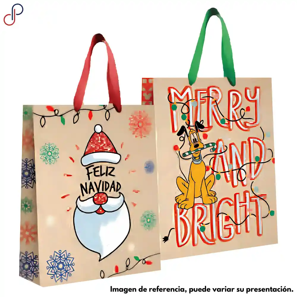 Bolsa De Regalo Navideña Kraft Grande
