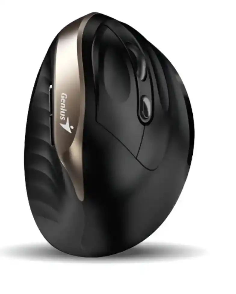 Mouse Genius Inalambrico Ergonomico Vertical 8250s Negro Dorado