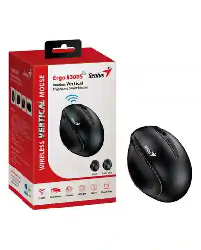 Mouse Vertical Genius Ergo 8300s Inalámbrico 7 Botones, Negro