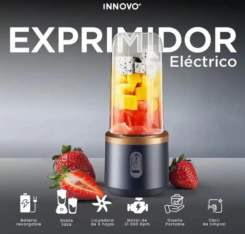 Licuadora Portátil Recargable 300ml Viaje Doble Vaso