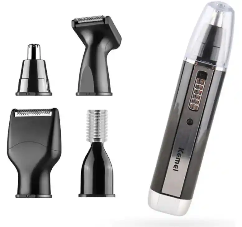 Recortadora Eléctrica 4 En 1 Kemei Nariz Orejas Cejas Barba Recargable