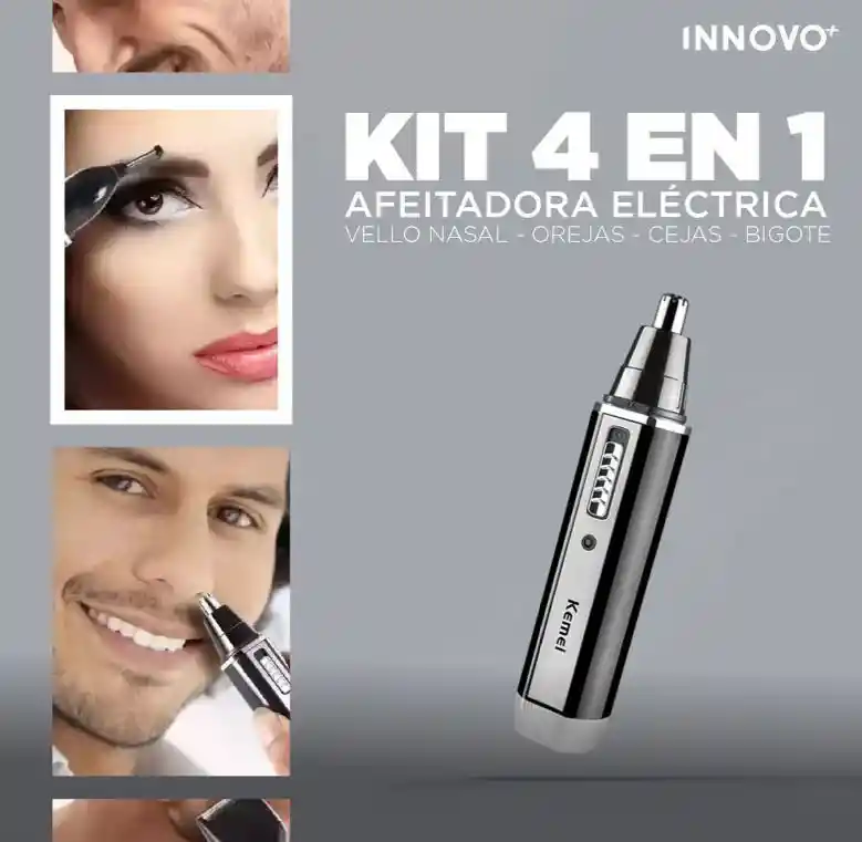 Recortadora Eléctrica 4 En 1 Kemei Nariz Orejas Cejas Barba Recargable