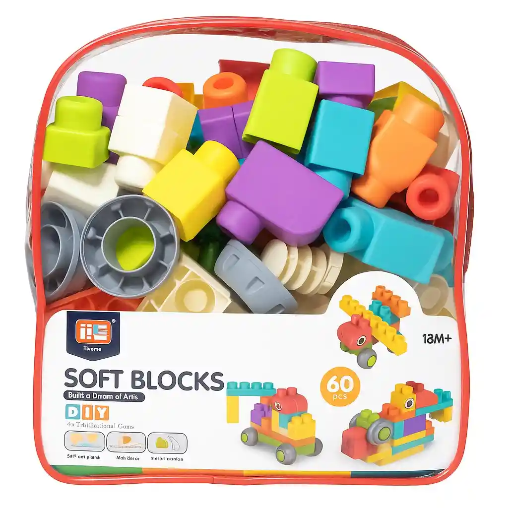 Juego Bloques Construcción Suaves Grandes 60 Piezas Niños