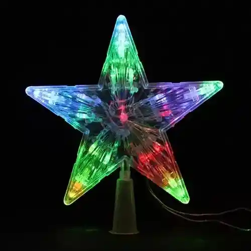 Estrella De Navidad 15cm Punta De Arbol Luces Multicolor
