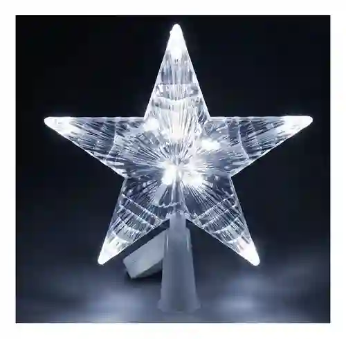 Estrella De Navidad 15cm Punta De Arbol Luces Blancas