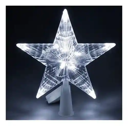 Estrella De Navidad 15cm Punta De Arbol Luces Blancas