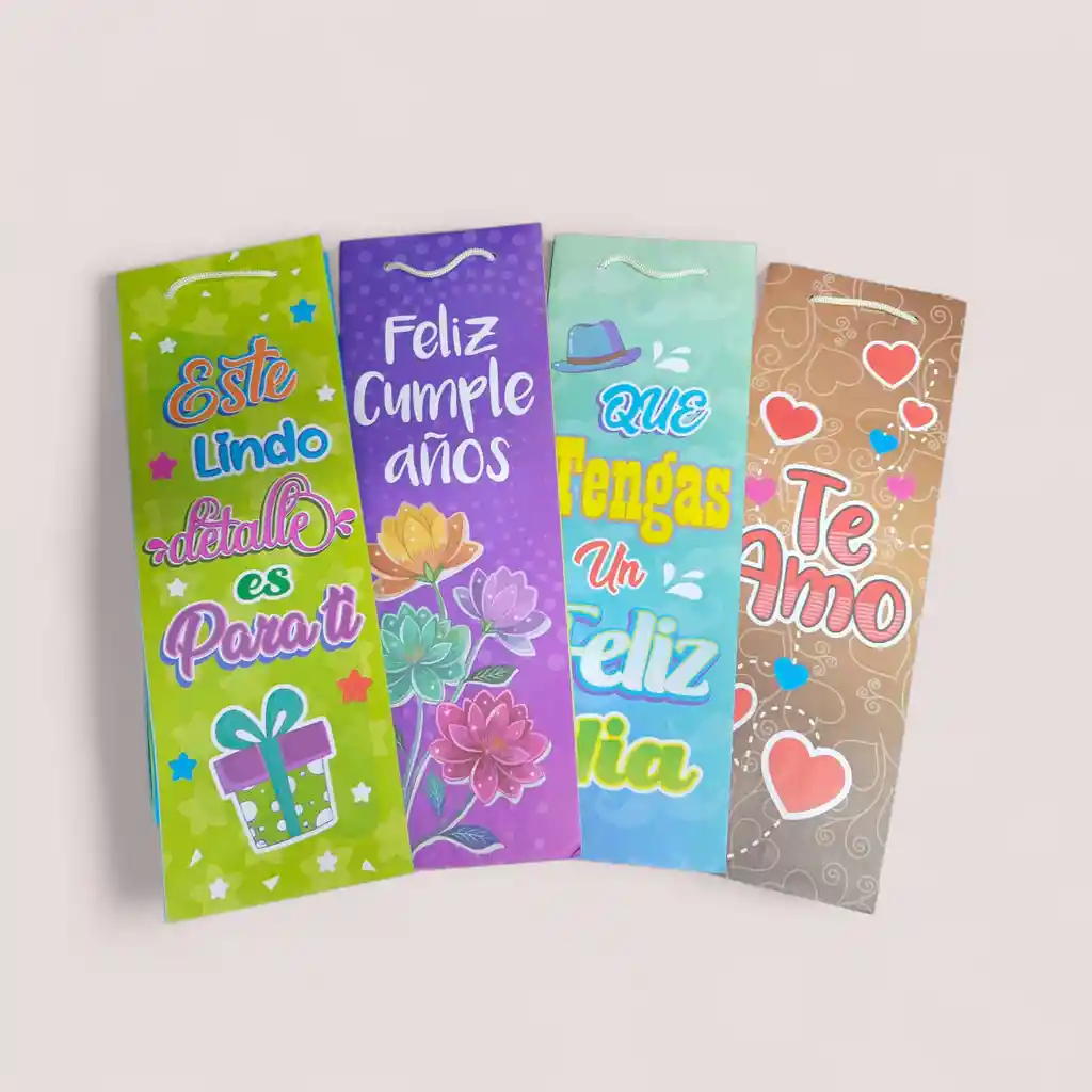Bolsa De Regalo Para Botella Kraft – Motivos Surtidos 40x14 Cm