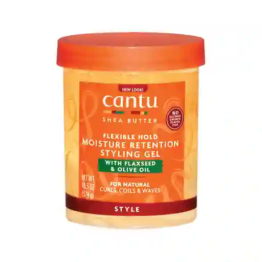 Gel Retención De Humedad Cantu Natural Hair Máxima Fijación Linaza Y Aceite De Oliva 524gr