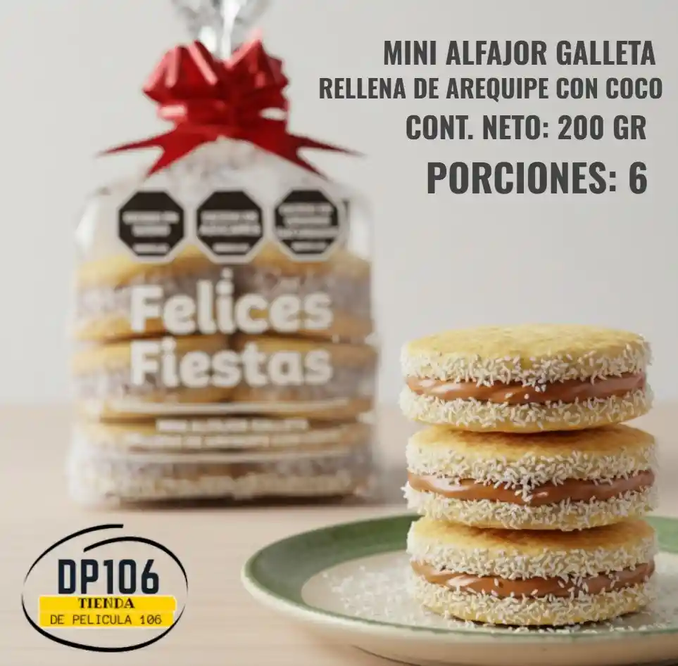 Mini Alfajor Galleta Rellena De Arequipe Con Coco X 6 Und