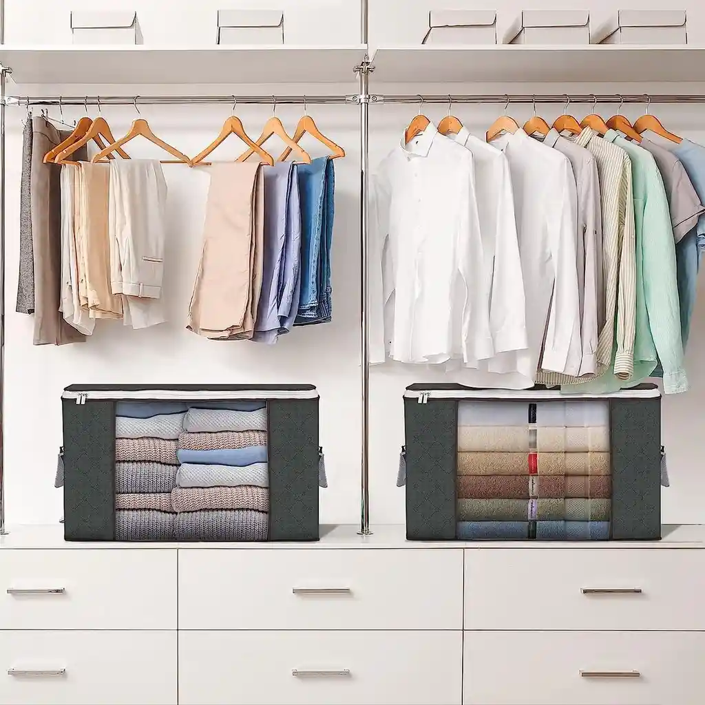 Bolsa De Almacenamiento De Ropa, Asa Reforzada, Ventana Y Cremallera