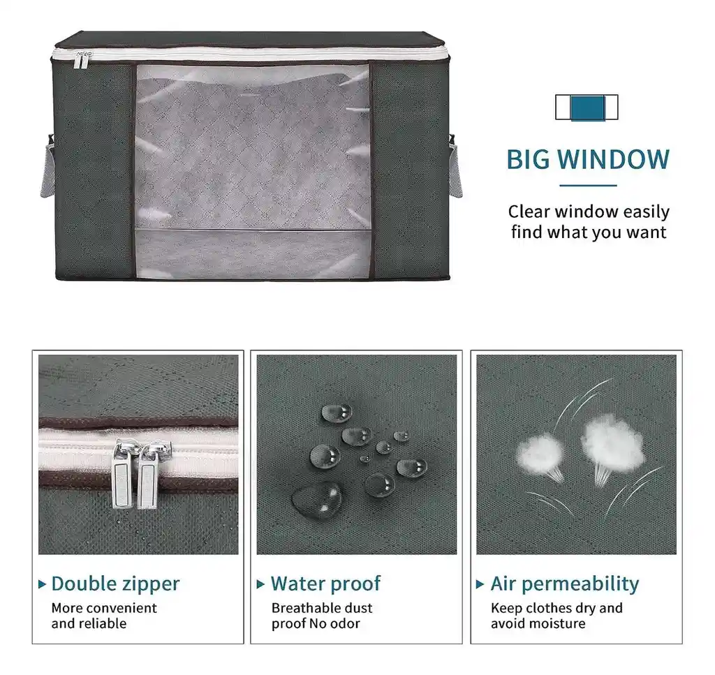 Bolsa De Almacenamiento De Ropa, Asa Reforzada, Ventana Y Cremallera