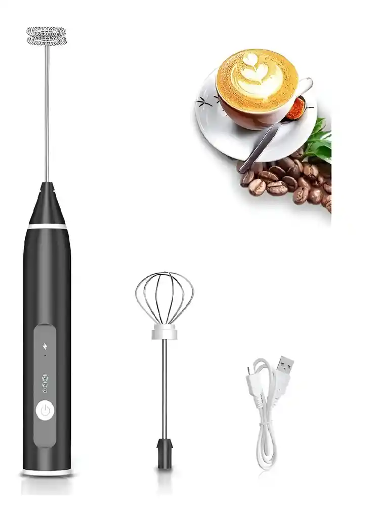 Batidor Eléctrico Recargable 3 Velocidades 2 Puntas Cocina Color Negro