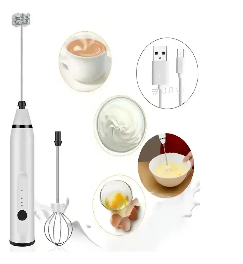 Batidor Eléctrico Recargable 3 Velocidades 2 Puntas Cocina Color Negro