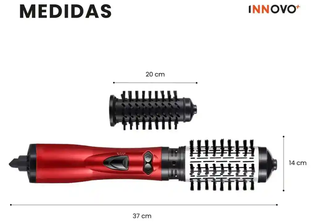 Cepillo Secador Giratorio 3 En 1 Aire Caliente Con Iones 2 Cepillos