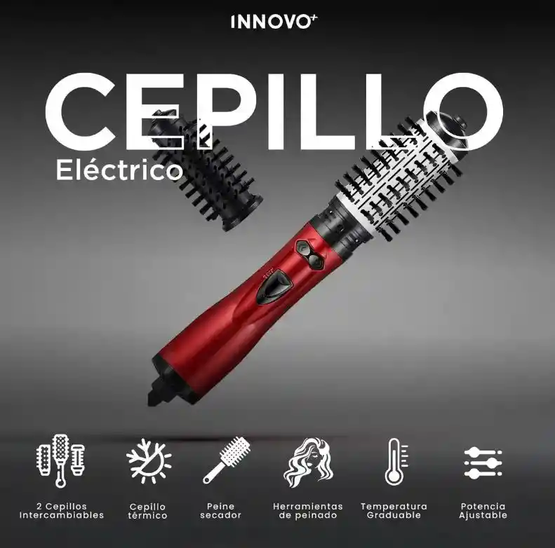 Cepillo Secador Giratorio 3 En 1 Aire Caliente Con Iones 2 Cepillos
