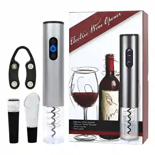 Kit Descorchador De Vino Eléctrico Recargable Sacacorchos Metálico
