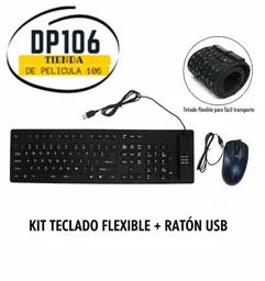 Teclado Flexible Usb Alambrico Y Mouse De Cable Usb