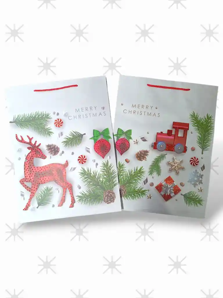 Bolsa De Regalo Navideña Elegante Escarchada 40x30 Cm – Varios Motivos
