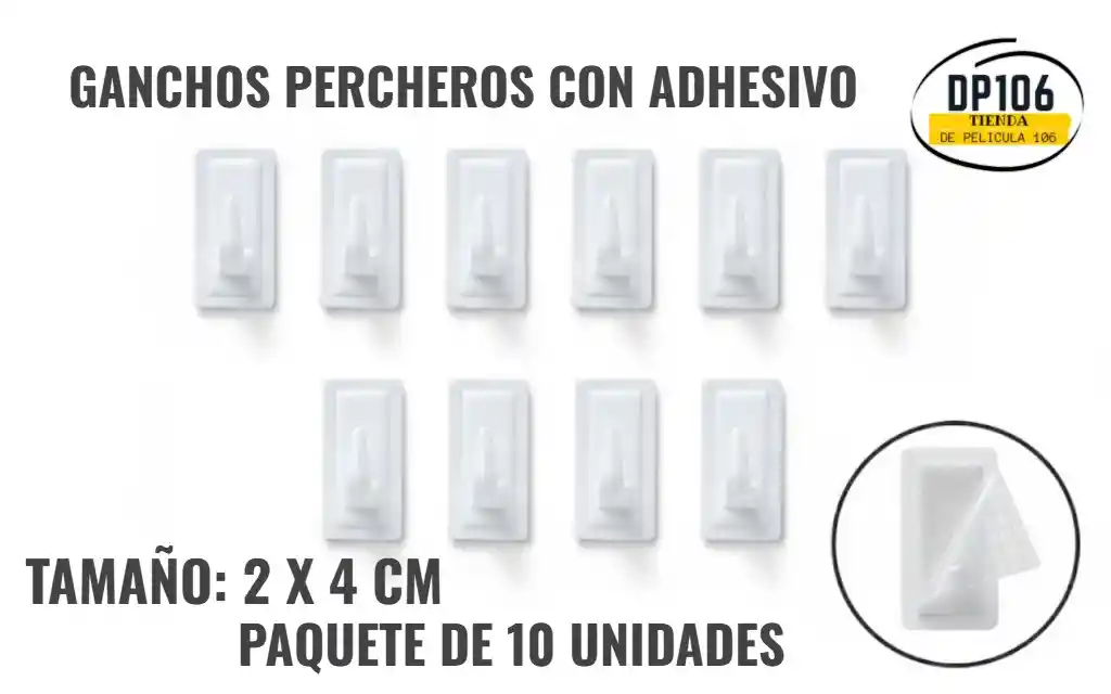 Ganchos Adhesivos 2 X 4 Cm X 10 Und